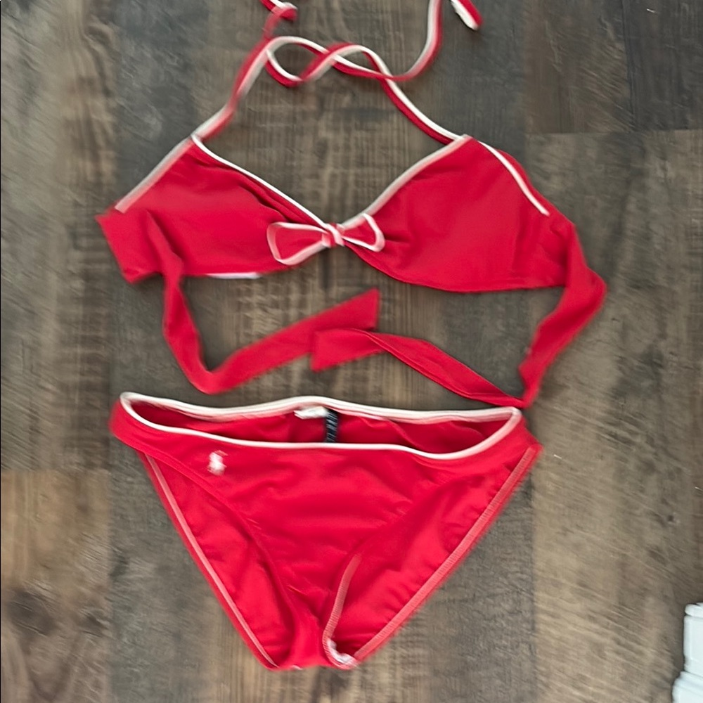 Red Bikini Set with Bow Detail